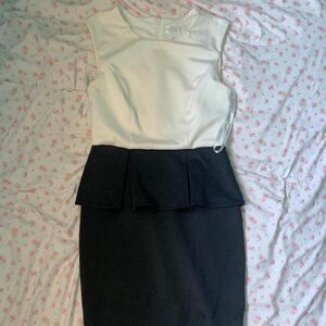 black & white peplum dress